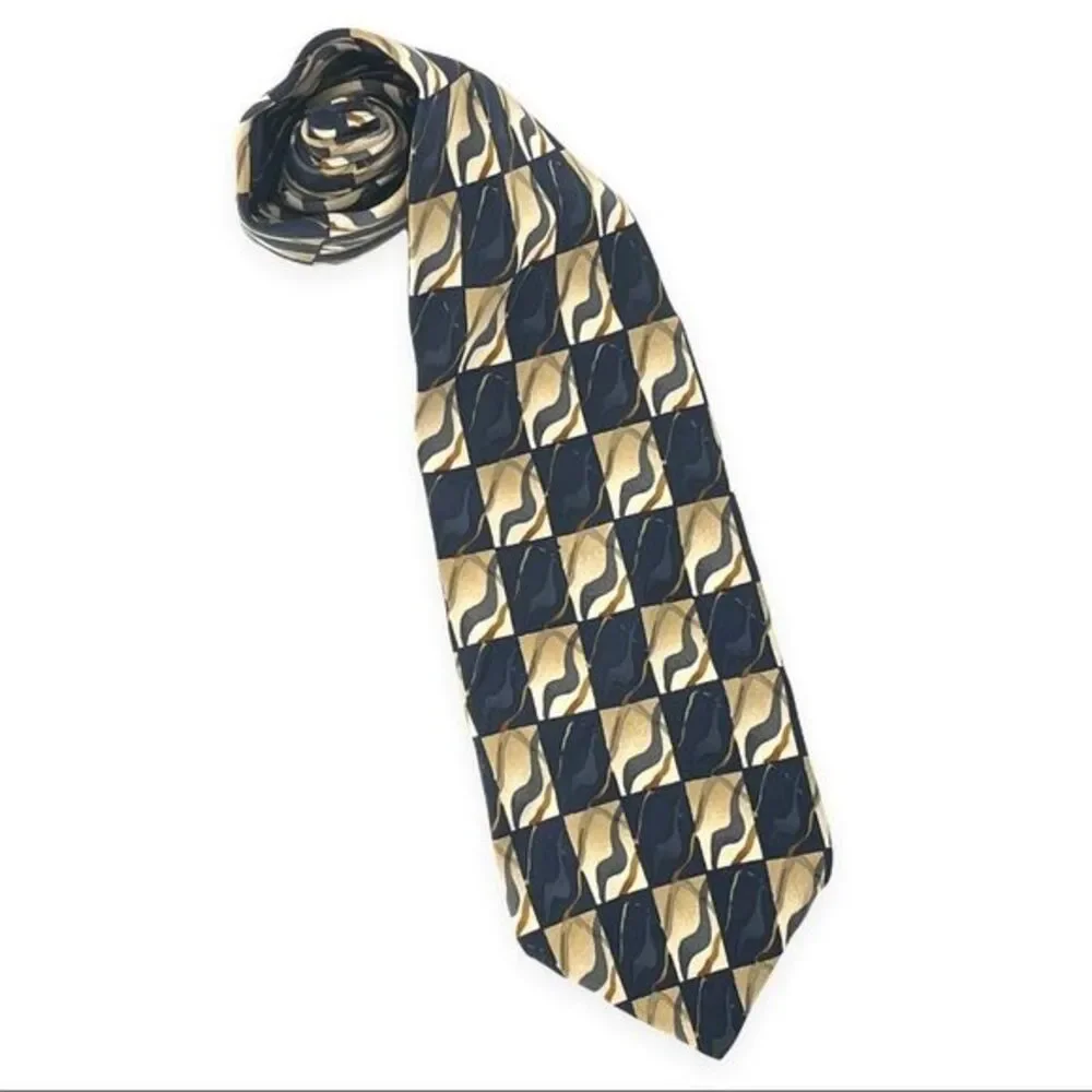 J. Garcia 100% Silk Imported Fabric Tie Black and Beige Design